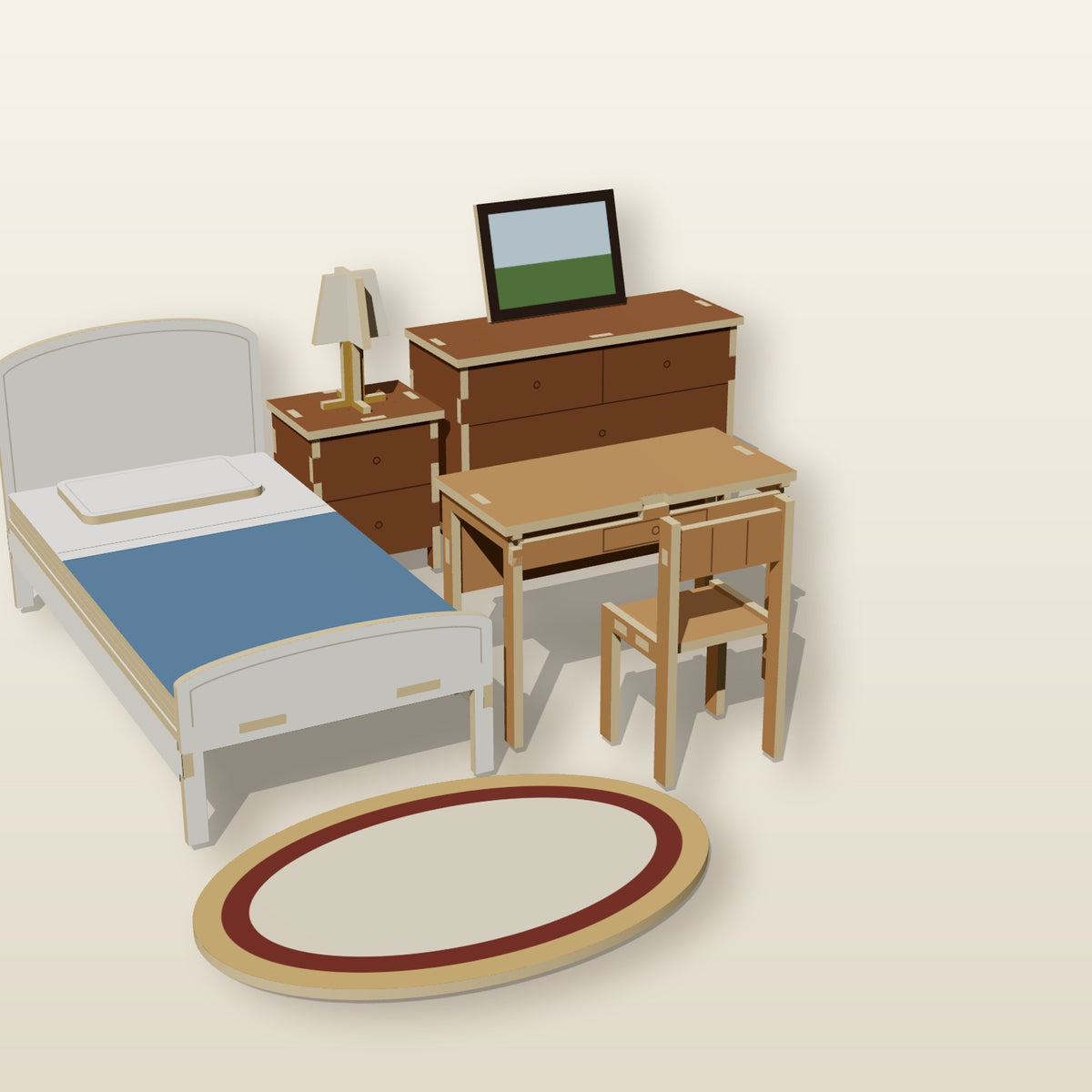 Bedroom Set (1:12) - Laser-Cut SVG Files