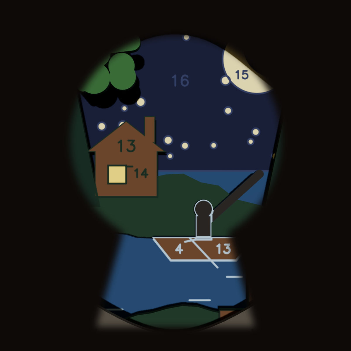 Keyhole Door: Moonlit Pond - Laser-Cut SVG Files