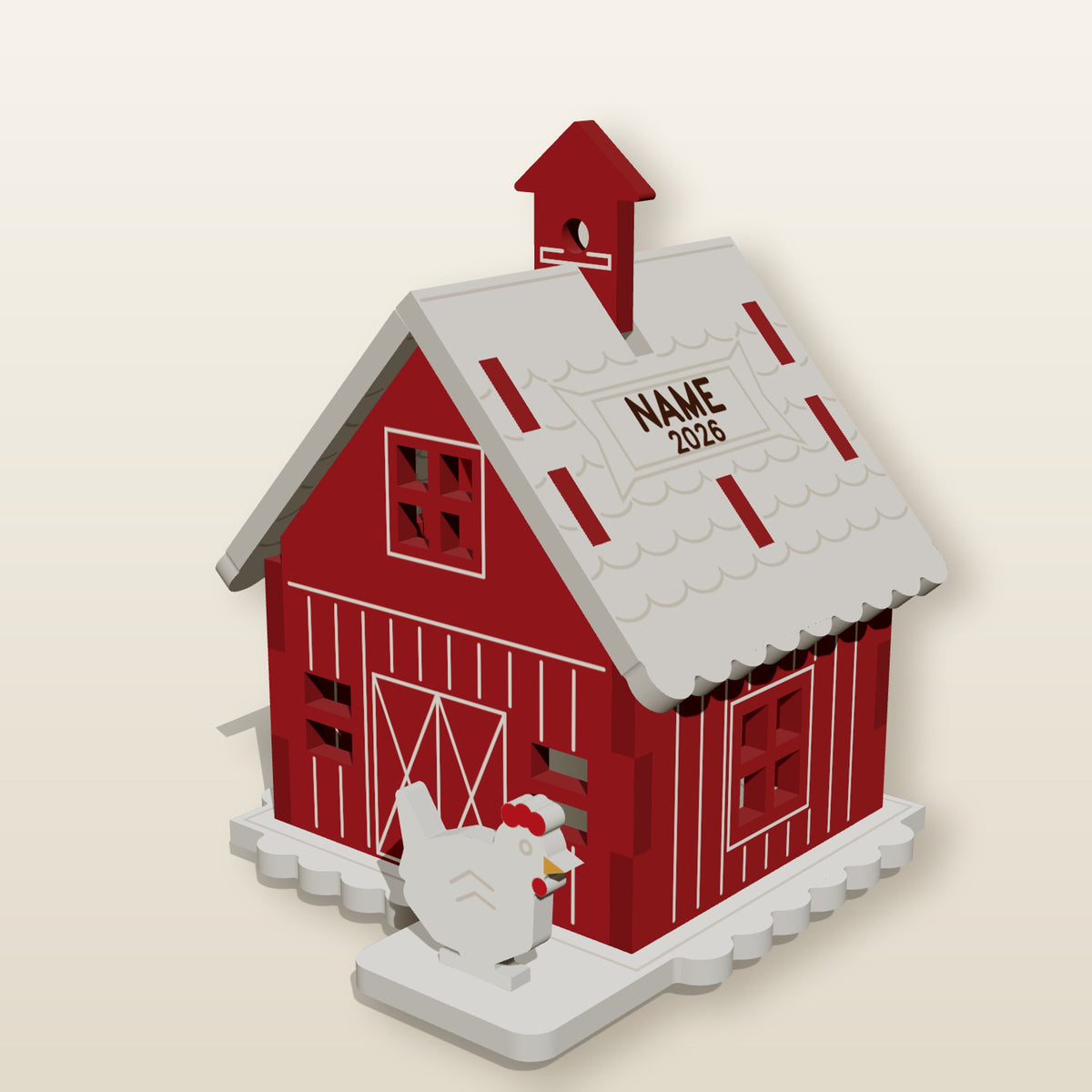 Lighted Farm Barn Ornament - Personalized Laser-Cut SVG File