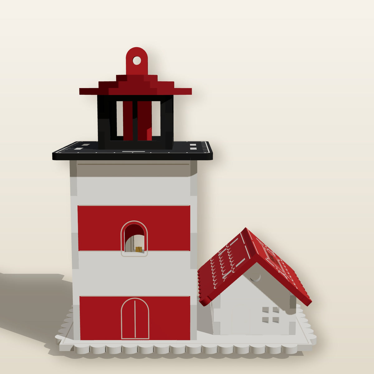 Lighted Lighthouse with Keeper's Cottage - Personalized Laser-Cut SVG File