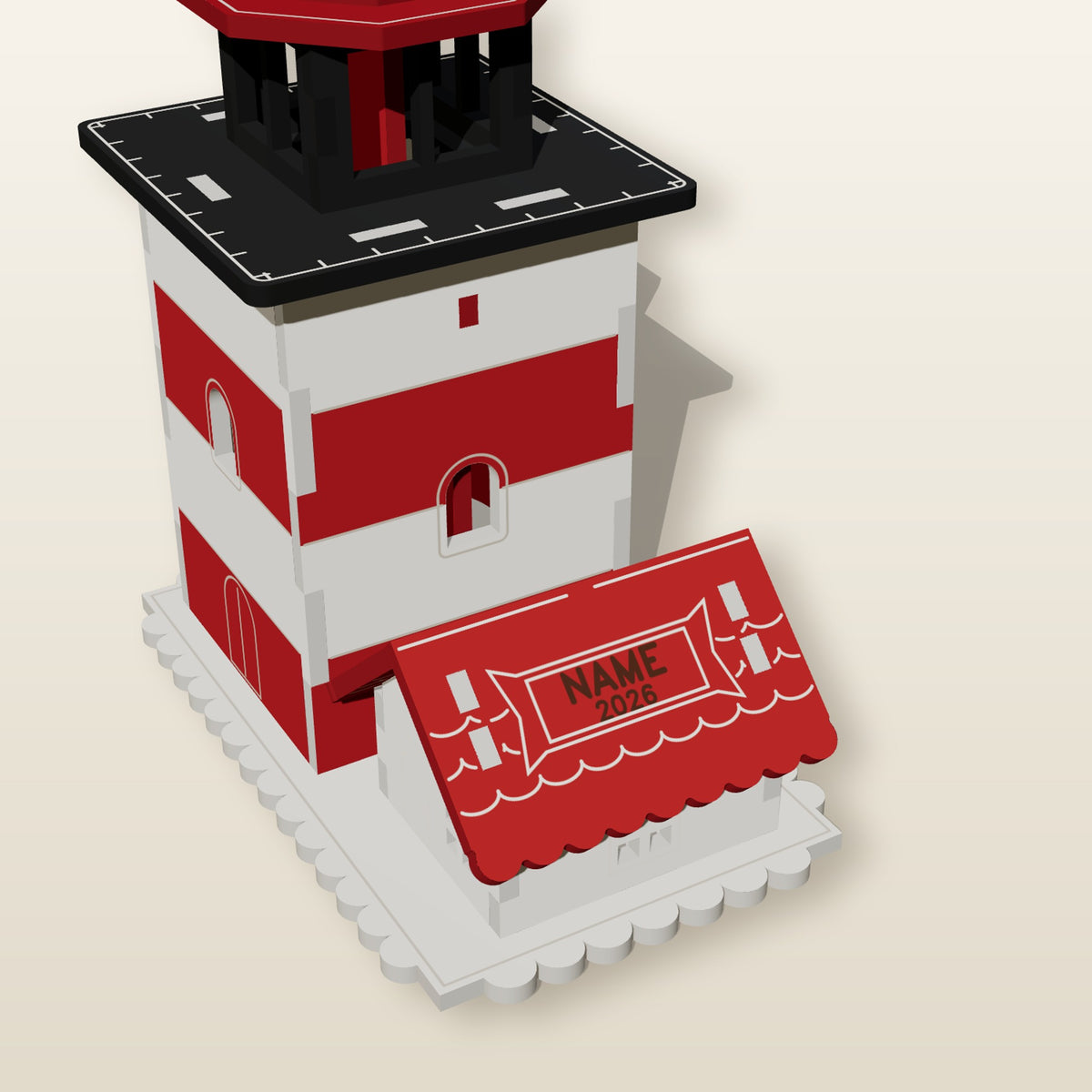 Lighted Lighthouse with Keeper's Cottage - Personalized Laser-Cut SVG File