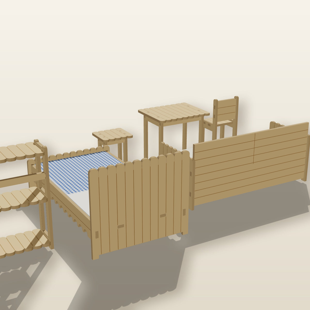 Popsicle Cottage Furniture (1:12) - Laser-Cut SVG Files