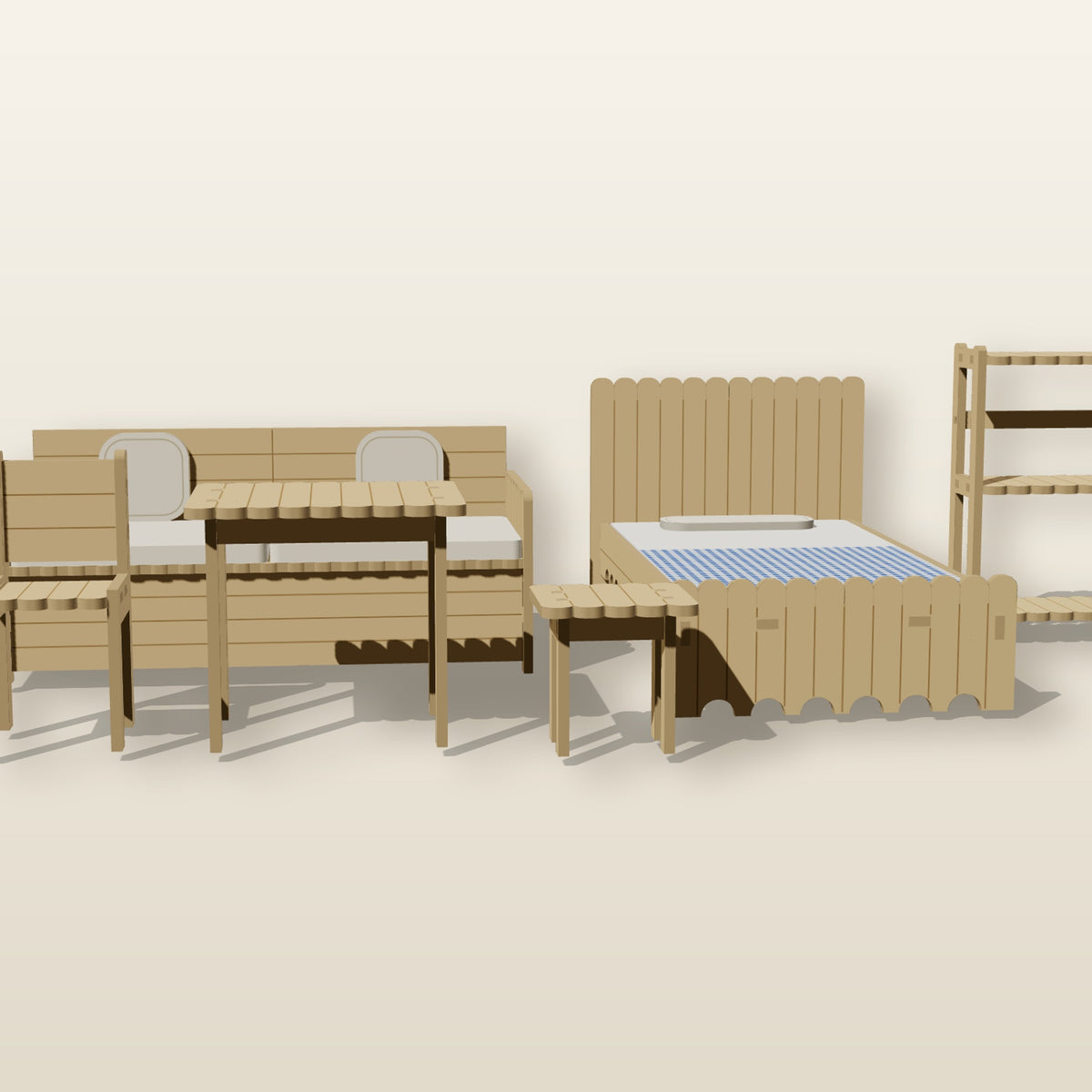 Popsicle Cottage Furniture (1:12) - Laser-Cut SVG Files