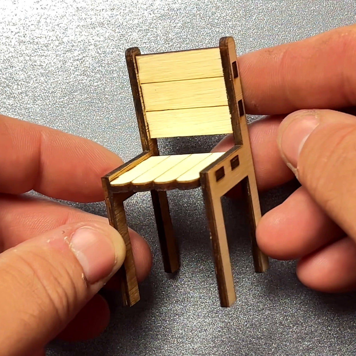 Handmade 1:12 wooden popsicle-stick style dollhouse chair