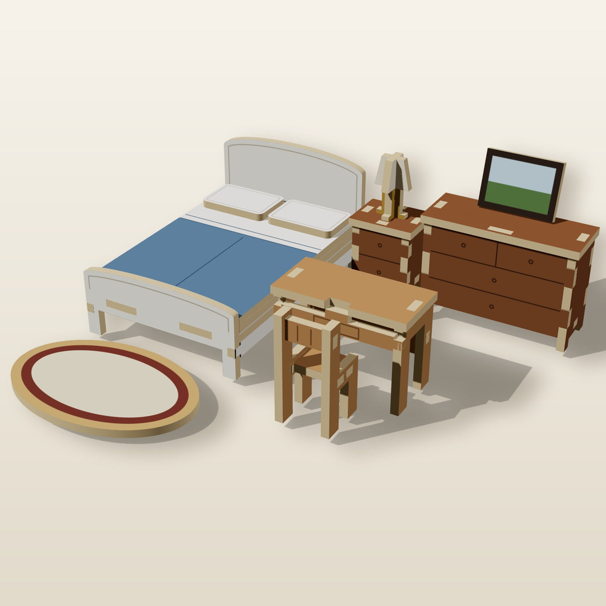Bedroom Set (1:24) - Laser-Cut SVG Files