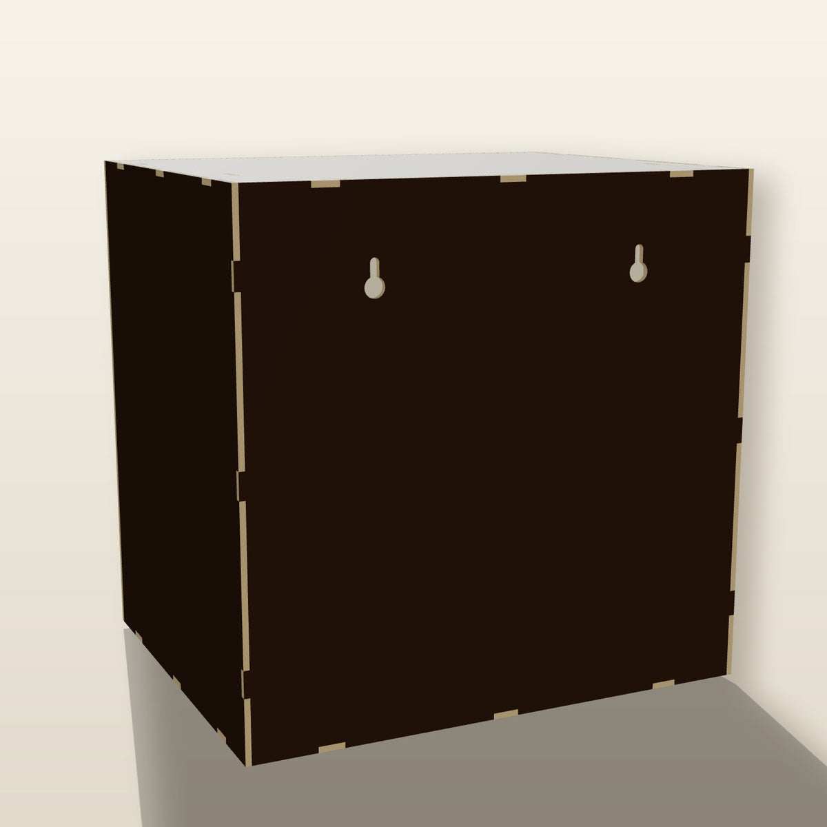 Back of the kitchen room box with two keyholes for hanging