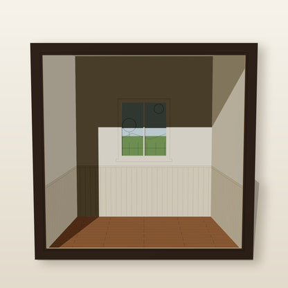 Front view of the finished 1:12 cottage kitchen room box