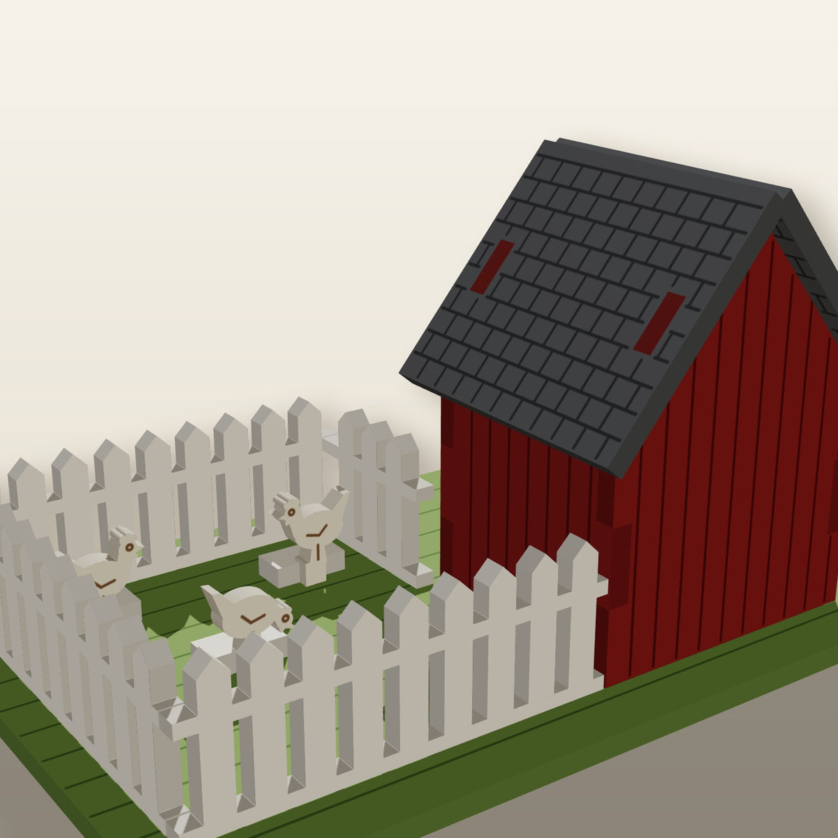 Back of the Farmyard Palace and its picket run