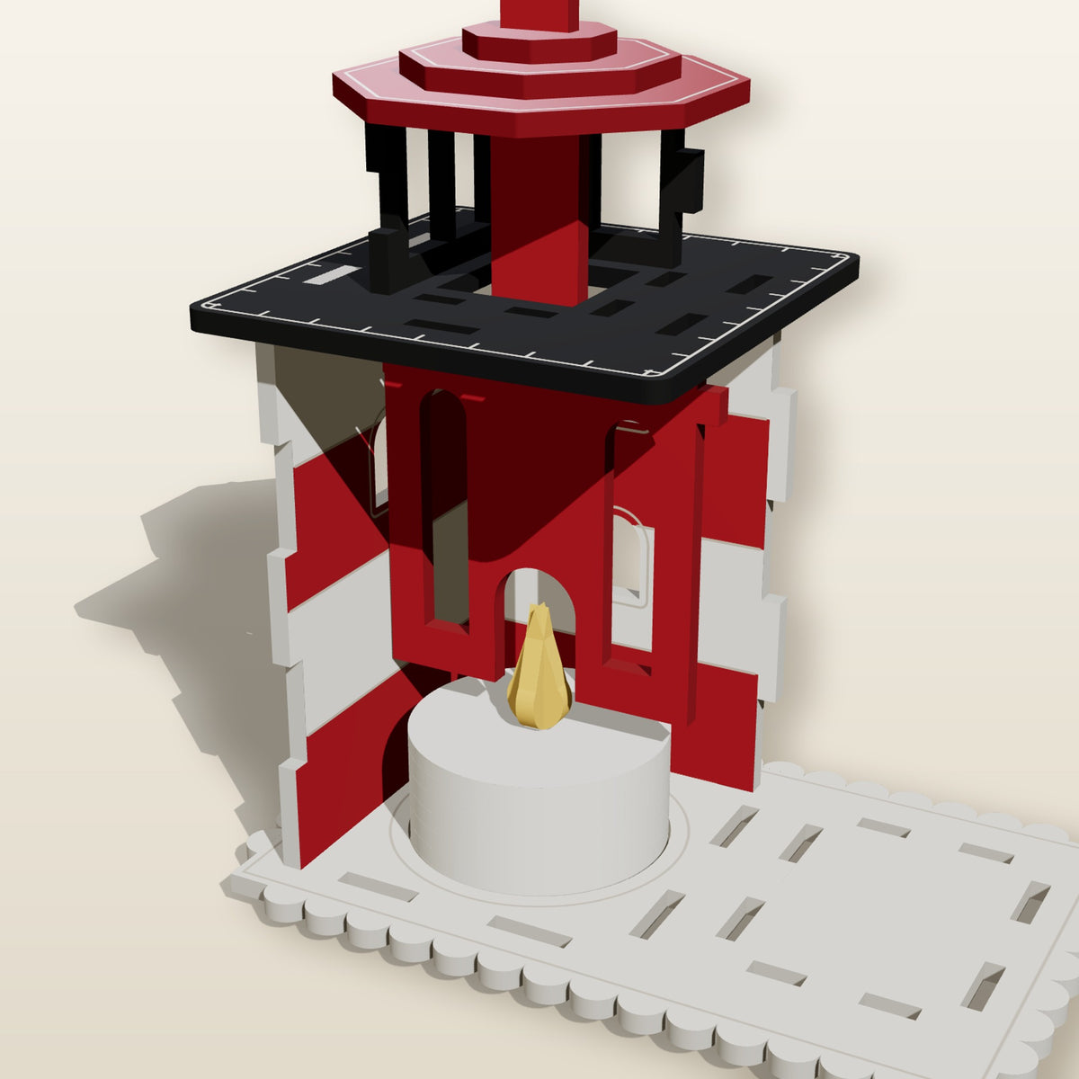 Lighted Lighthouse with Keeper's Cottage - Personalized Laser-Cut SVG File