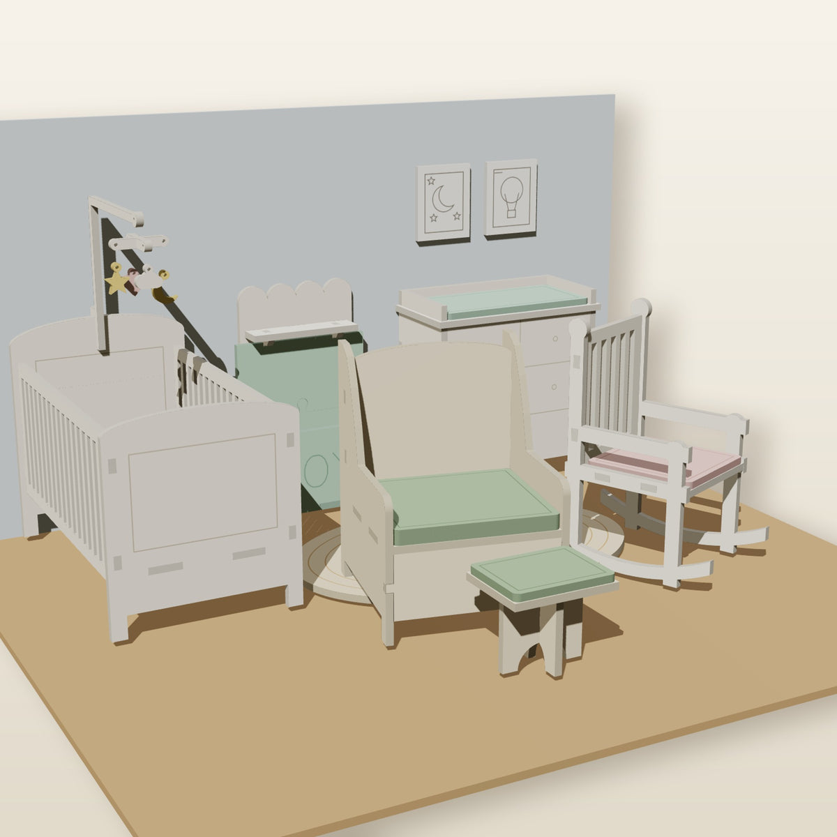 Nursery Set (1:12) - Laser-Cut SVG Files