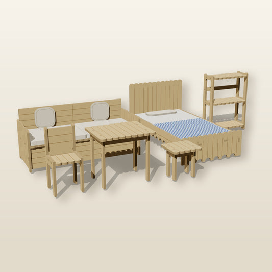 Popsicle Cottage Furniture (1:12) - Boxed Wood Kit