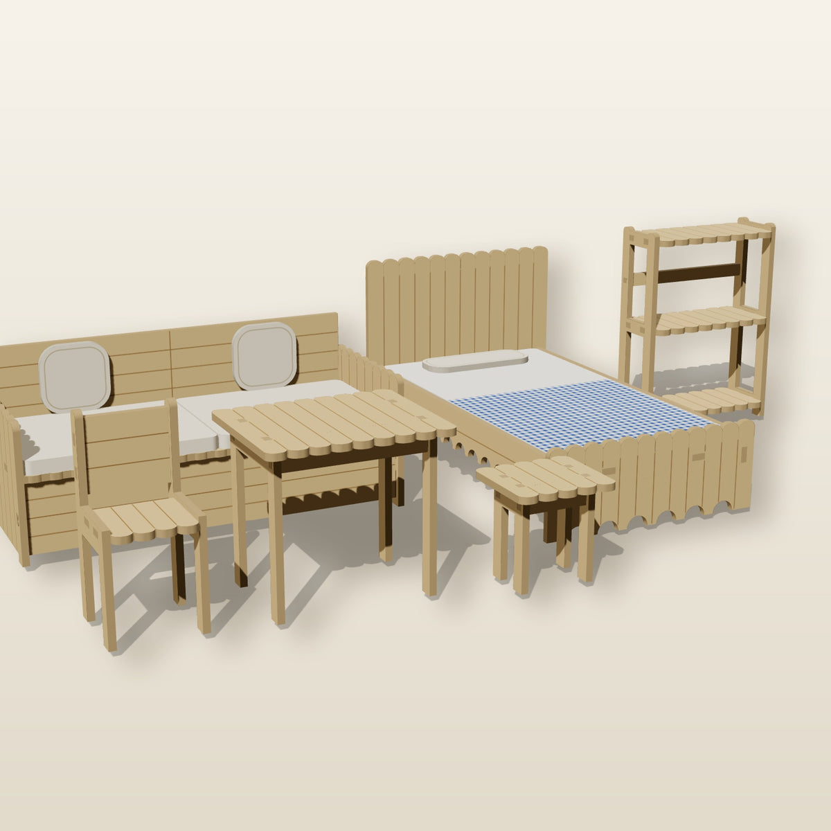 Popsicle Cottage Furniture (1:12) - Laser-Cut SVG Files